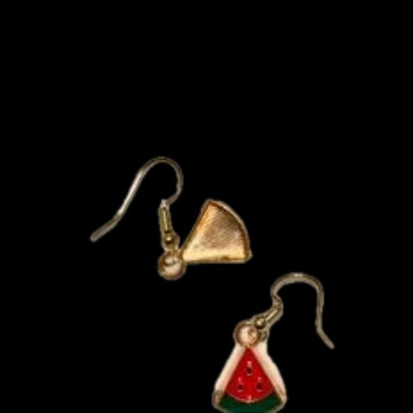Nordstrom Red and Green Dangle Earrings Watermelon Yummy Porcelain Earring set - Picture 1 of 3